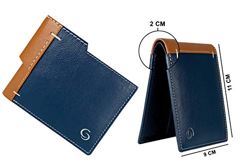 Image of Florence Genuine Leather Wallet for Men I 3 Credit /Debit Card Slots I 2 Secret compartments I 1 Coin Pocket & 2 Currency Compartments -Blue