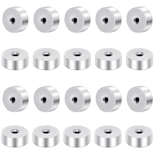 Stainless Steel Earring Backs, 2mm Flat Earring Backs for Studs Screw on Earring Replacements 20pcs Sliver 20 Gauge(0.8mm) for Women Men Earrings Studs Dainty Push Pin Cartilage