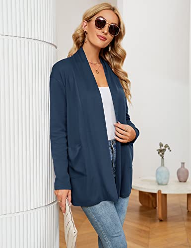 Image of Micoson Women's Long Sleeve Open Front Cardigan Casual Loose Lightweight Cardigans with Pockets