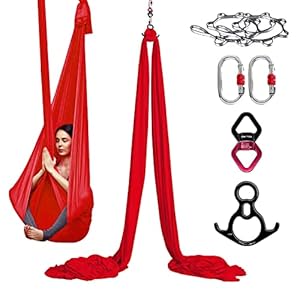 PRIOR FITNESS 9Yards/8.2M Aerial Silks Kit with Hardware Nylon Yoga Hammock Swing Fabric for Performance Inversion…
