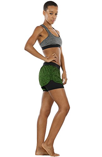 Image of icyzone Running Yoga Shorts for Women - Activewear Workout Exercise Athletic Jogging Shorts 2-in-1