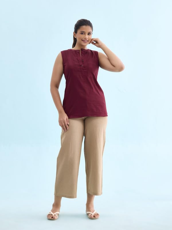 Image of GO COLORS Soft Viscose & Linen Blend Linen Palazzo Full Length for Women| Breathable, Mid Rise
