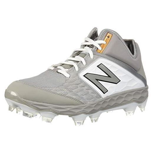 New Balance Men's 3000 V4 TPU Molded Mid Cut Baseball Shoe, Grey/White, 16 2E US
