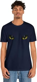 Black Cat's Eyes T-Shirt Halloween Cool Cat Eyes yellow on black shirt, Fearless Cat Eye, Halloween Night T-Shirt, I Love Cats kitten Lover Black Feline T-Shirt