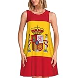 Vestido casual sin mangas con la bandera de España para mujer, vestido de verano con bolsillos y longitud a la rodilla, Negro -, M