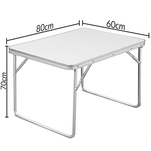 CASARIA® Klapptisch Campingtisch Klappbar 80 x 60 cm Klein Aluminium Tragegriff 3,4 kg Leicht Stabil Gartentisch Beistelltisch Faltbar Camping Zubehör – Bild 4