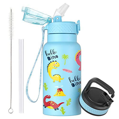 OLDLEY 500ml Kinder Edelstahl Wasserflasche mit Stroh für Schule mit 2 verschiedenen Deckeln, Metall Vakuum Isolierte Wasserflaschen für Jungen Mädchen Kleinkind Kinder Heiße kalte Getränke BPA frei OLDLEY 500ml Kinder Edelstahl Wasserflasche mit Stroh für Schule mit 2 verschiedenen Deckeln, Metall Vakuum Isolierte Wasserflaschen für Jungen Mädchen Kleinkind Kinder Heiße kalte Getränke BPA frei