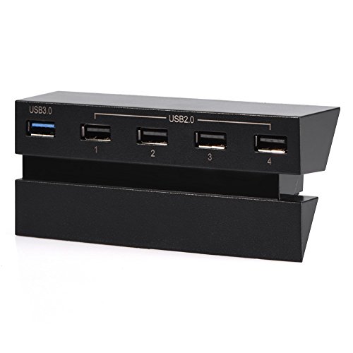 ASHATA Hub USB, Adaptateur de hub USB Portable à 5 Ports avec 1x USB 3.0 + 4X USB 2.0 à Extension Haute Vitesse Multi connecteur répartiteur de hub USB pour Sony Playstation 4 pour Console de Jeu PS4
