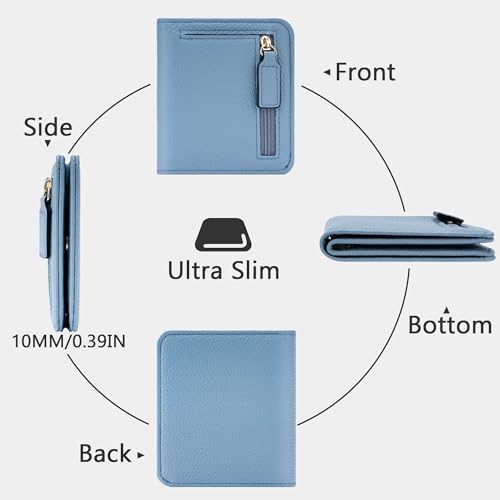 Image of Gostwo Small Wallet for Women, Slim Bifold Credit Card Holder, Compact RFID Blocking Cash Wallet, Billfolds Thin Leather Zipper Pocket, Mini Wallet Gift for Ladies Teen Girls Travel with ID Window