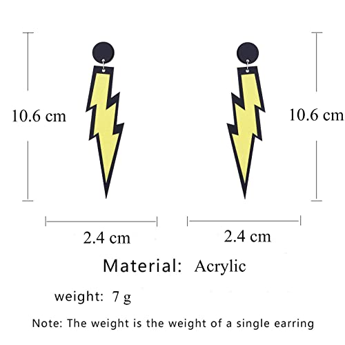 Maloyanve Neon Fluorescent Lightning Earrings For Women Girls Retro Delicate Acrylic 80S Costume Neon Dangle Drop Hook Earrings Halloween Party Accessory (Yellow) #TOP3