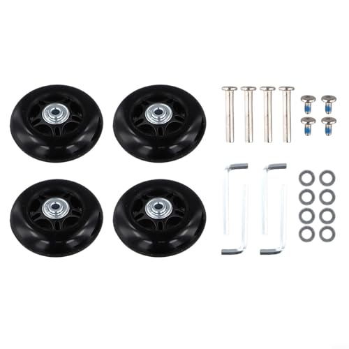 Roues de rechange en caoutchouc pour bagages – 40 mm, 41 mm, 60 mm, 64 mm, 68 mm, 70 mm, 75 mm – Pièces de réparation avec roulements – Kit de roulettes pivotantes silencieuses pour valise, voyage (75