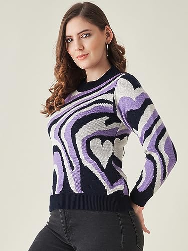 Image of Modeve Animal Print Round Neck Casual Women Sweater||Winterwear||