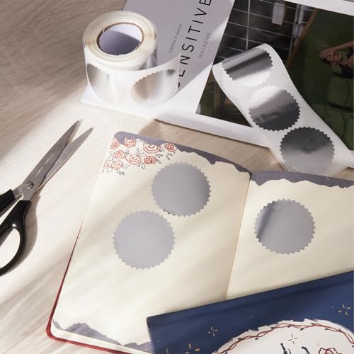 CRASPIRE 250Pcs Silver Envelope Seals Stickers Blank Silver Stickers Certificate Award Seals Stickers Metallic Stickers with Serrated Edge 2" Round Labels Silver Foil Stickers for Package Wedding - Image 4