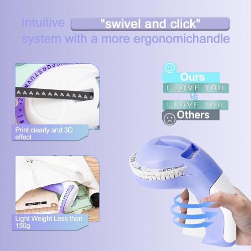 YOULABLE Máquina de etiquetas em relevo roxa com 3 fitas de etiqueta, máquina de etiquetas portátil