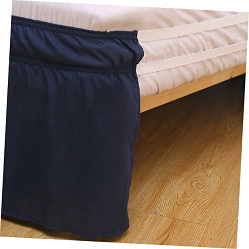 Funda de cama con falda plisada azul oscuro para colchón twin 5
