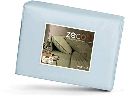 400 Thread Count 100% Cotton Baby Blue Standard Pillowcase Size Sateen Weave Standard Pillowcase Set Highly Breathable, Easy Care, Premium Soft Silky,Oeko Tex Certified #TOP4