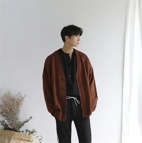 Cardigan Knitted Sweater Men's V-Neck Solid Color Men's Streetwear Retro Warm Sweater3