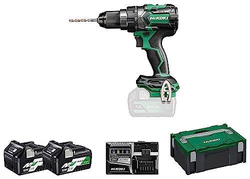 HIKOKI Akku Schlagbohrschrauber DV18DCWRZ, 13mm Metall-Schnellspannbohrfutter (18V, 5,0 Ah / 36V, 2,5 Ah - Li-ion Akku, Max. Festdrehmoment hart: 140 Nm, Brushless, Zubehör: im HSCII Koffer)