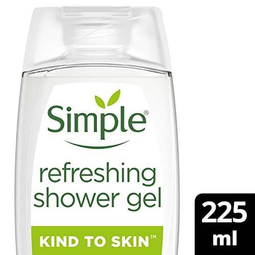 Simple Kind to Skin Refreshing Shower Gel pack of 6 body wash with natural cucumber extract for dry skin 225 ML, White - Image 2