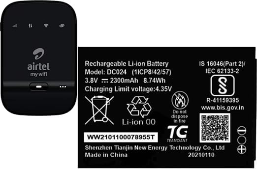 Image of UFB Compatible Original DC024 /H12348 Router Battery Compatible for Airtel My WiFi AMF-311WW Wireless Data Card 4G Hotspot 2300mAh