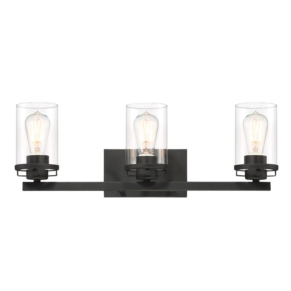 DESIGNERS FOUNTAIN Jedrek 3-Light Bathroom Vanity Light Fixture, Black, 93303-BK