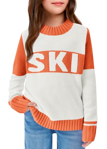 Yousify Girl's Ski Sweater Color Block Striped Long Sleeve Spring Fall Winter Knitted Pullover Jumper Tops 5-14 Years
