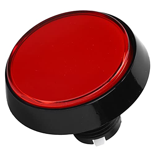 Ausla Grand Bouton Poussoir Rond de 60mm avec Lumière LED, Interrupteur ABS Durable pour Console de Jeu de Machine à Grue (Rouge+LED+interrupteur à trois pattes)