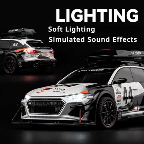 Image of Scale Exclusive Alloy Metal Pull Back | Die-cast Car Model with Sound Light Mini Auto Toy for Kids Metal Model Toy Car with Sound and Light (1:24 Scale adi RS6 Modified-L Blue)
