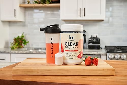 Image of Myprotein Clear Whey Isolate Protein Powder, 20 Servings (1.1lbs) Strawberry, 20g Protein per Serving, Naturally Flavored Drink Mix, Daily Protein Intake for Superior Performance