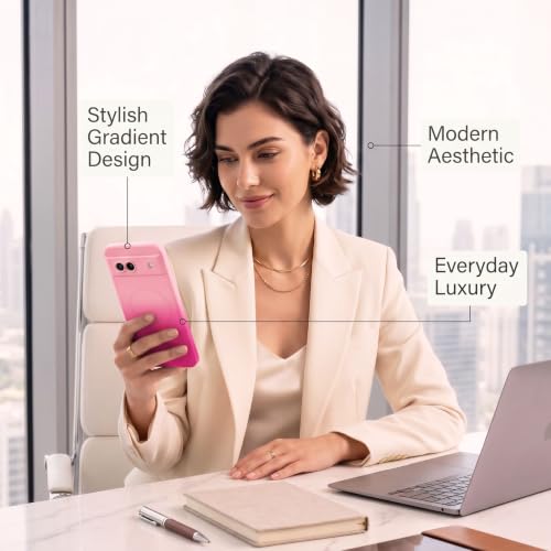 Image of amazon basics Gradient Mag-Safe Case for Google Pixel 8A | Soft Silicone Shockproof Cover with Camera Protection | Slim Lightweight Design | Smooth Touch & Durable - Light and Dark Pink