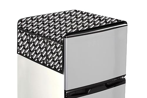 Image of The Furnishing Tree Fridge Top Cover Compatible for Samsung RR20C1824CR /HL, 183 LTR WxL 65x111 in CM Symmetric Pattern Black