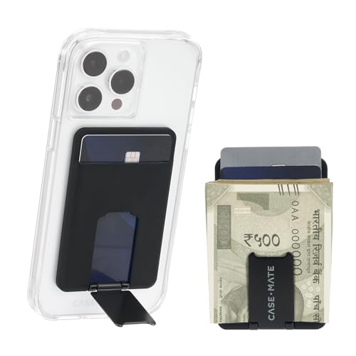 Image of Case-Mate 3in1 Magnetic Wallet for iPhone - Card Holder with Stand - Black | MagSafe Wallet Case [Holds up to 2 Cards + Cash] Detachable Magnetic Phone Card Holder for iPhone 17 Pro Max /16 /15 /14 /Pixel10