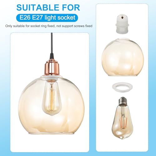 Image of PATIKIL 6 Inch Amber Color Glass Globe Shades Replacement, 3pcs Handmade Glass Lamp Shade Lampshade Light Fixture with 1-5 /8 inch Fitter for Chandelier Pendant Light Wall Sconces