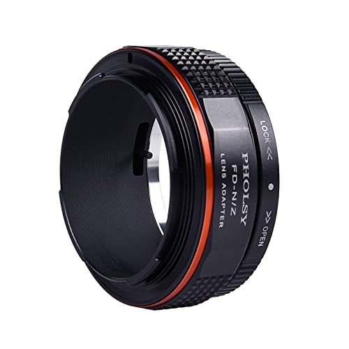 Image of PHOLSY Lens Mount Adapter with Aperture Lever Compatible with Canon FD FL Lens to Nikon Z Mount Camera Body Compatible with Nikon Z fc, Z30, Z9, Z8, Z6 II, Z7 II, Z6, Z7, Z5, Z50
