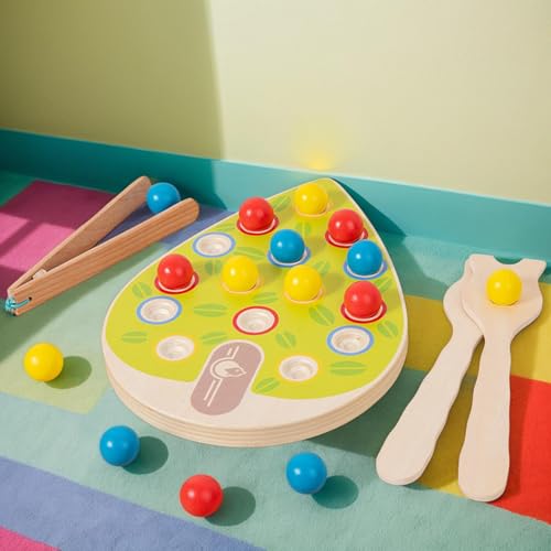 Jeu Éducatif de Classification des Couleurs avec des Perles, Activités de Tri Couleurs avec Panneau en Bois, Jeu Interactif Éducatif Développer Motricité Fine Pour Préscolaires Filles Et – Image 4