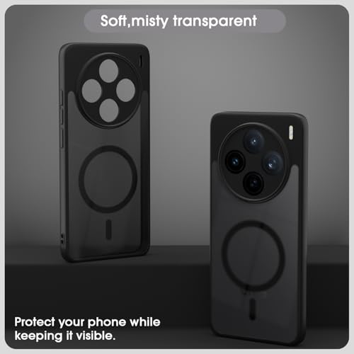 Image of Pikkme Back Cover for Vivo X200T 5G Compatible with Mag-Safe Smoke Back | Shockproof Design | Hard Transparent Back Case (Black Smoke Mag-Safe)