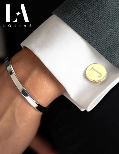 LOLIAS 1 Pair Cuff Links Mens Accessories Jewelry Classic Initial Cufflinks with Gift Box Silver Black Gold Cufflinks2