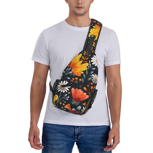 Morrales cruzados unisex con patrón flor mariposa miniatura 7