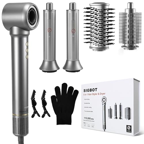 5 in 1 Hair Dryer Brush Set,Professional Blow Dryer Brush,High-Speed Hot Air Styler Wrap for Women,Multi Stylers - Volumize,Curl,Straighten,Frizz-Free,No Heat Damage