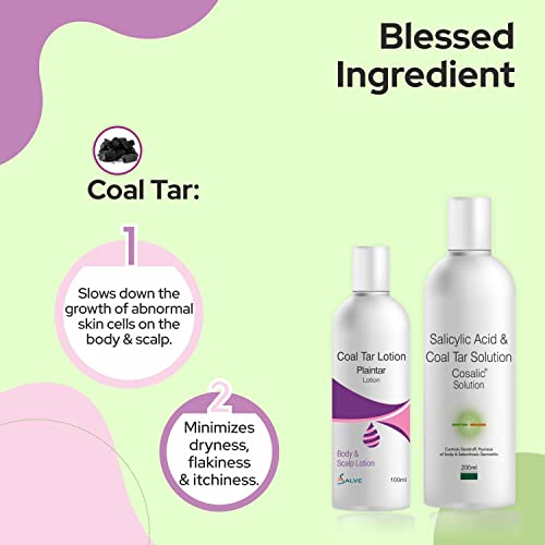 Image of Salve Cosalic Shampoo + Plaintar Leave-On Lotion with Salicylic Acid & Coal Tar (200ml + 100ml) | Scalp Cleansing & Body Care Combo for Men & Women