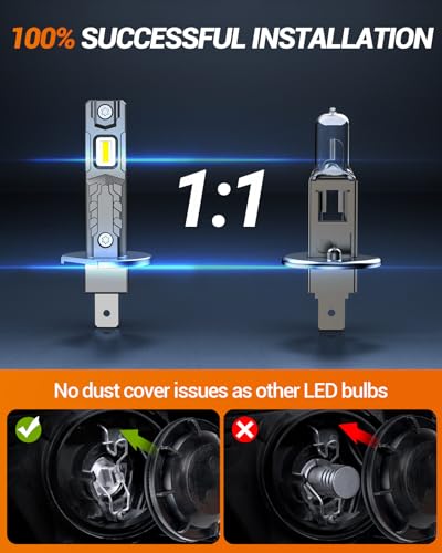 Image of SEALIGHT H1 Fog Bulb, 30000LM High Power, 6500K Cool White with 14000RPM Cooling Fan, 1:1 Mini Size for H1 Fog Light, Plug - N - Play, Pack of 2