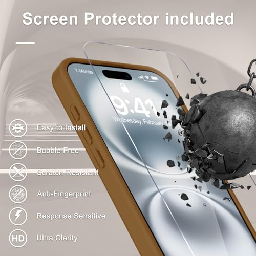 Image of YENAPOON for iPhone 17 Case, Matte Magnetic Phone Cover [with 1 Screen Protector] [Support for MagSafe] [Shockproof Military Grade Protection] Translucent Frosted Back, Brown