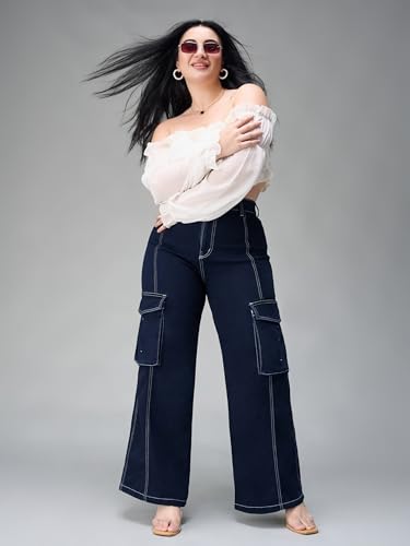 Image of Miss Chase A+ Women's Wide-Leg High Rise Regular Stretchable Denim Jeans