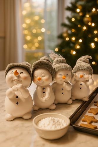 khevga Weihnachtsdeko Deko-Figuren Schneemann im 4er Maße ca. 6x6x11...