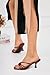 LOOPCHARM Women's Strappy Square Open Toe Kitten Heels Sandals Knotted Design Summer Fashion Slip On Mule Style,BURGUNDY PU,8