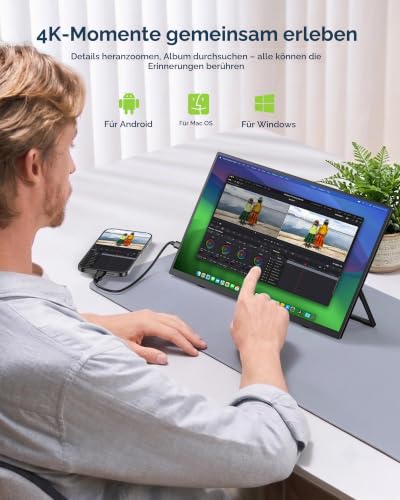 EVICIV Portable Monitor Touchscreen 15,6 Zoll 4K 135 %sRGB 2000:1 450Nits – Ansicht 5