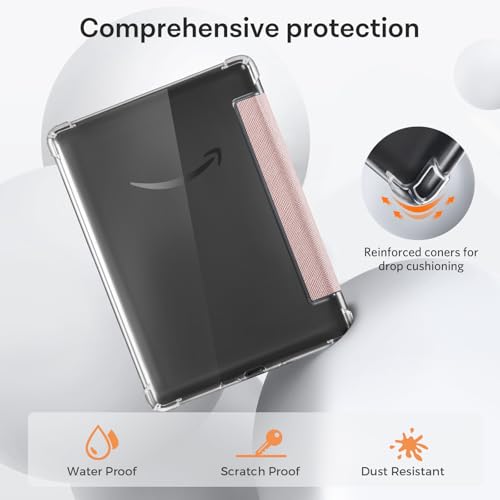 Image of CoBak Case for 6 inch Kindle 11th Gen (2024 and 2022 Release) - Ultra Slim Transparent Clear TPU Back Shell Protective Cover with Auto Wake /Sleep for Kindle 11th Generation 2024 Release, Rosegold
