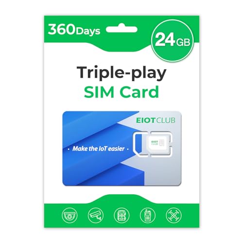 EIOTCLUB Data SIM Card Triple Play for 360 Days - No Contract Support Unlocked Security Solar and Hunting Trail Game Cameras IoT Device(USA Coverage Triple Cut 3-in-1)
