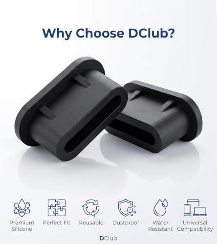 Image of DClub USB C Port Dust Protection Plugs, 6 Pcs Type C Silicone Dust Covers Phone Type-C Port Protective Caps Anti Dust Charging Plug Protectors Silicone Case Compatible with Laptop Smartphones