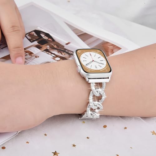 Image of VISOOM Bracelet Compatible With Apple Watch 46mm /45mm /44mm /42mm Series 11 10 9 8 7 SE Series 6 5 4 Bands Women Metal Iwatch Wrap Jewerly Ape Watch Strap Slim Bands For Apple Watch 3 2 1